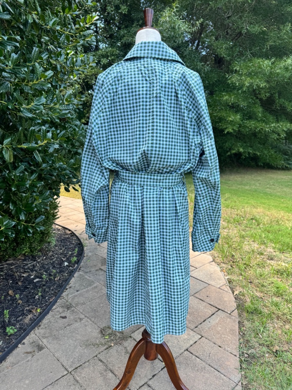 Free Assembly Green / White Gingham Trench Coat - Size XXL - Picture 6 of 6